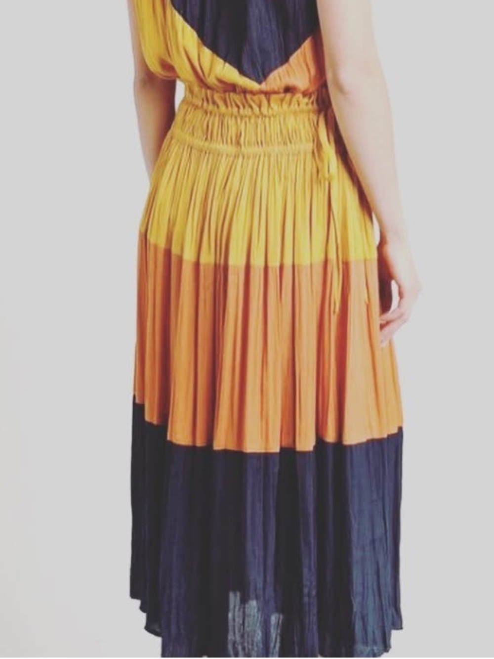 Current Air Anthropologie Midi Skirt Colorblock Pleated Crinkle size Medium - Picture 2 of 14